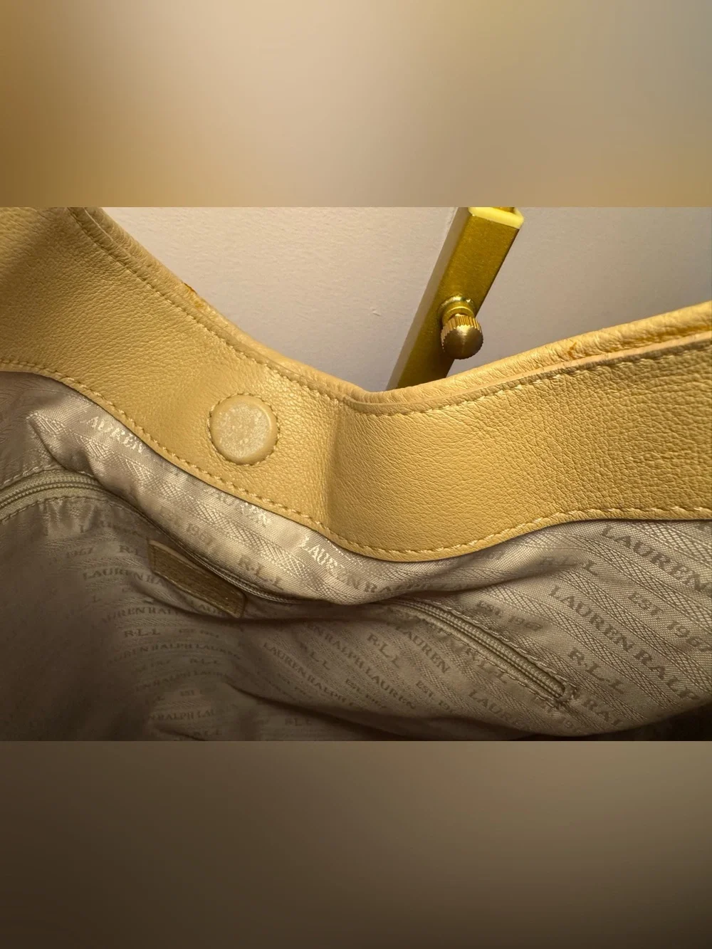 Lauren Ralph Lauren Tan Leather Hobo Bag with Tassel